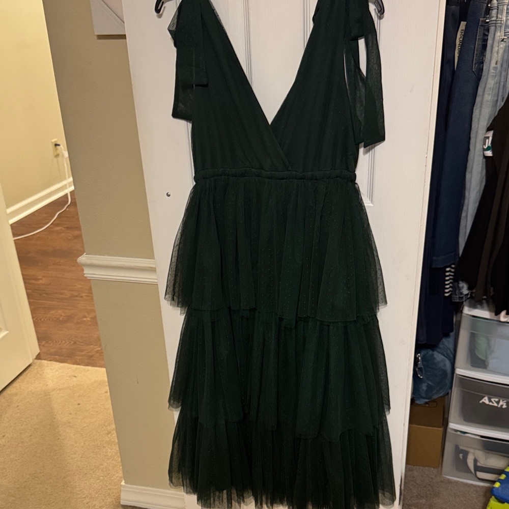 Chic Backless Green Tulle Dress